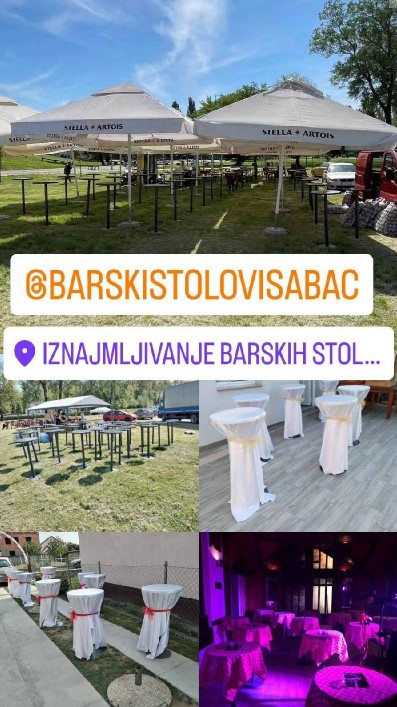 Iznajmljivanje barskih stolova i pagoda