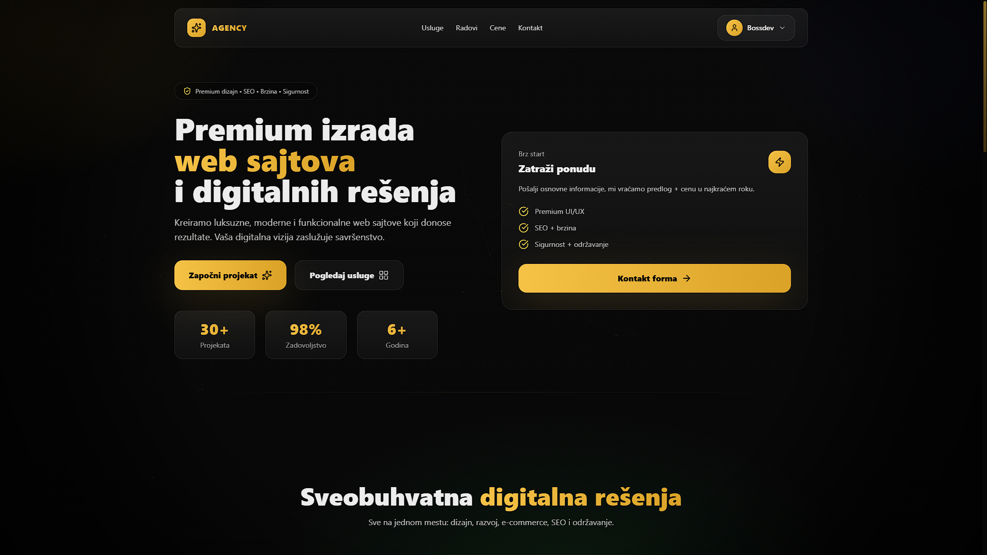 BOSSDEV – Izrada profesionalnih web sajtova