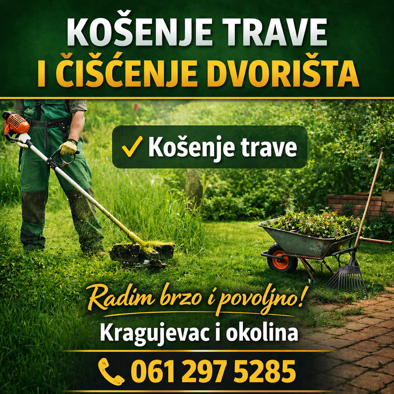 Kosenje trave sa trimerom kosacicom